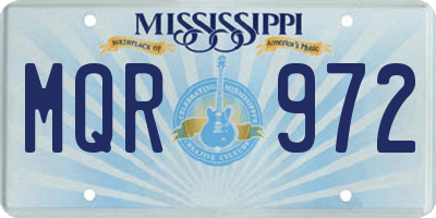 MS license plate MQR972