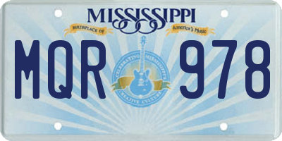 MS license plate MQR978