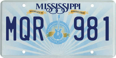 MS license plate MQR981