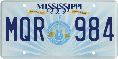 MS license plate MQR984