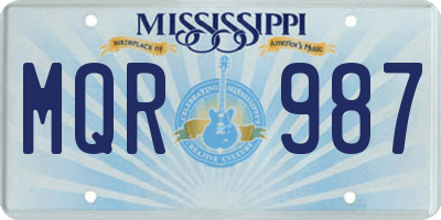 MS license plate MQR987