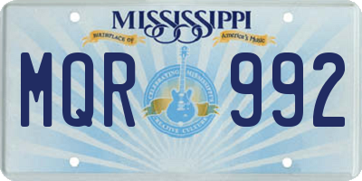MS license plate MQR992