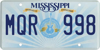MS license plate MQR998