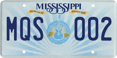 MS license plate MQS002