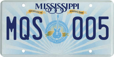 MS license plate MQS005