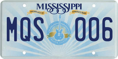 MS license plate MQS006