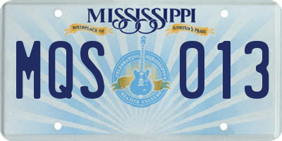 MS license plate MQS013