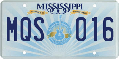 MS license plate MQS016