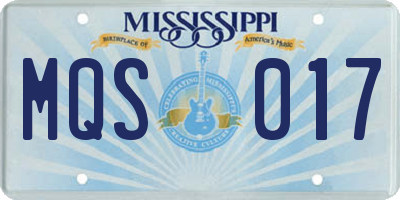 MS license plate MQS017