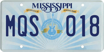 MS license plate MQS018