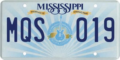MS license plate MQS019