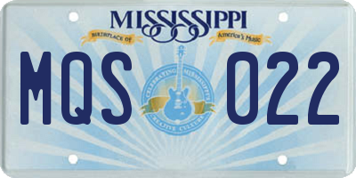 MS license plate MQS022