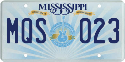 MS license plate MQS023