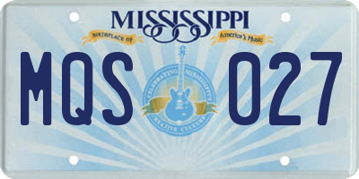MS license plate MQS027