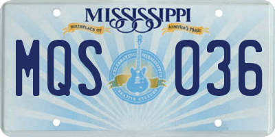 MS license plate MQS036