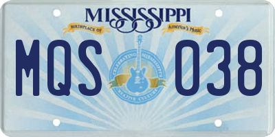 MS license plate MQS038