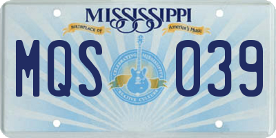 MS license plate MQS039