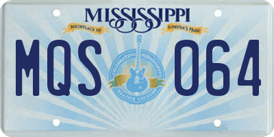 MS license plate MQS064