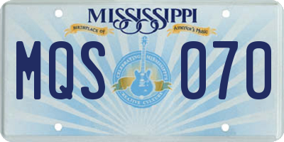 MS license plate MQS070