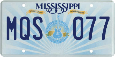 MS license plate MQS077