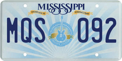MS license plate MQS092