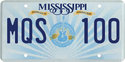 MS license plate MQS100