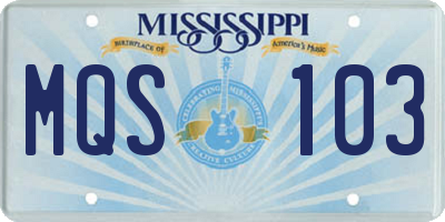 MS license plate MQS103