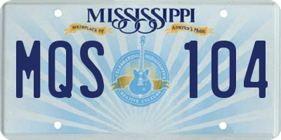MS license plate MQS104