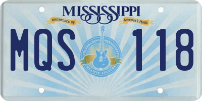 MS license plate MQS118
