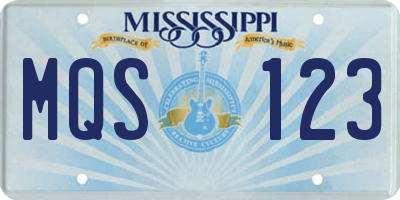 MS license plate MQS123