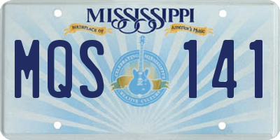 MS license plate MQS141