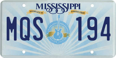 MS license plate MQS194