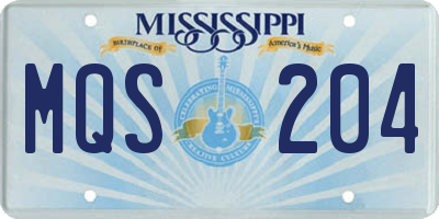 MS license plate MQS204