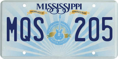 MS license plate MQS205