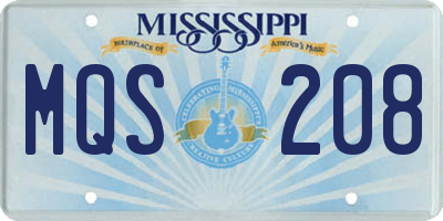 MS license plate MQS208