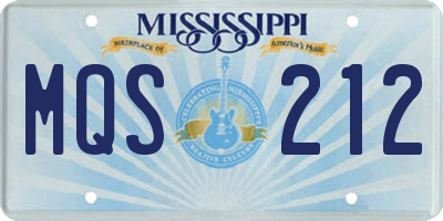 MS license plate MQS212