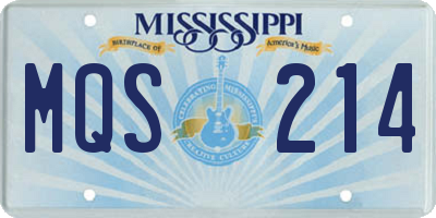 MS license plate MQS214