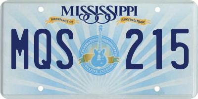 MS license plate MQS215