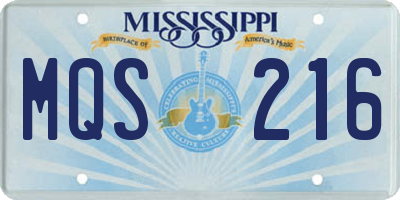 MS license plate MQS216
