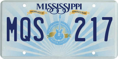 MS license plate MQS217