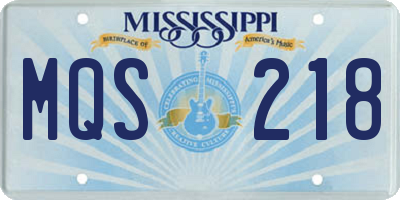 MS license plate MQS218