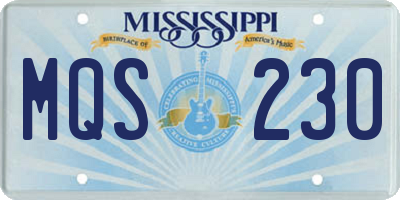 MS license plate MQS230