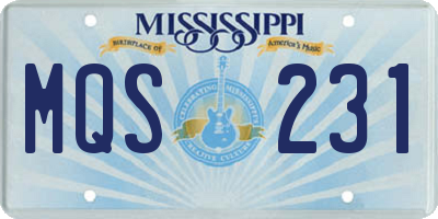 MS license plate MQS231