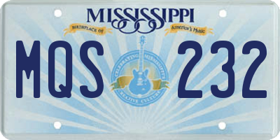 MS license plate MQS232