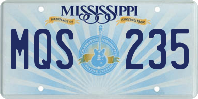 MS license plate MQS235