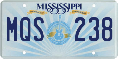 MS license plate MQS238