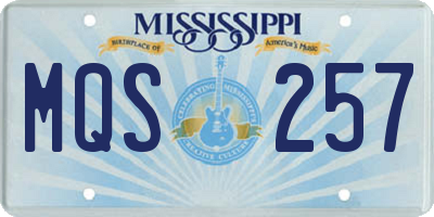MS license plate MQS257