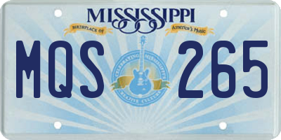 MS license plate MQS265