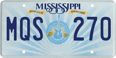 MS license plate MQS270