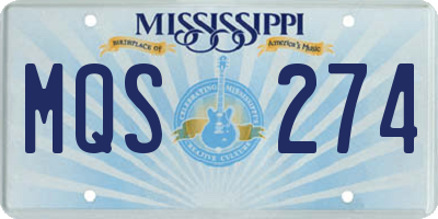 MS license plate MQS274